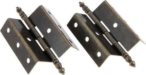 Two Pack Antique Bronze Cabinet Door Hinge Set Crown Style For Vintage Jewelry Boxes And Wooden Cabinets 55 By 51 Millimeter 8 Hole Mount Zinc Alloy Decor Furniture Fittings