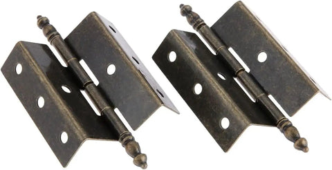 Two Pack Antique Bronze Crown Hinges For Cabinets And Luggage Style Boxes Old School Vintage Jewelry Chest Hardware 8 Hole 55 By 51 mm