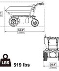 Diagram of Heavy Duty 1100 Lb Haul Ready To Roll Electric Wheel Barrow Dumper Cart With 48V Battery 1000W Brushless Motor