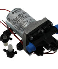 12V RV Fresh Water Diaphragm Pump With 2.3 GPM Flow 50 PSI Auto Shutoff Self Priming Run Dry Safe 6 Ft Hose and NPSM Ports