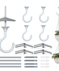 Heavy Duty Ceiling Hooks Set With Hardware For Hanging Plants And Decor Cavity Wall Fixings Easy Installation 4 Pack White