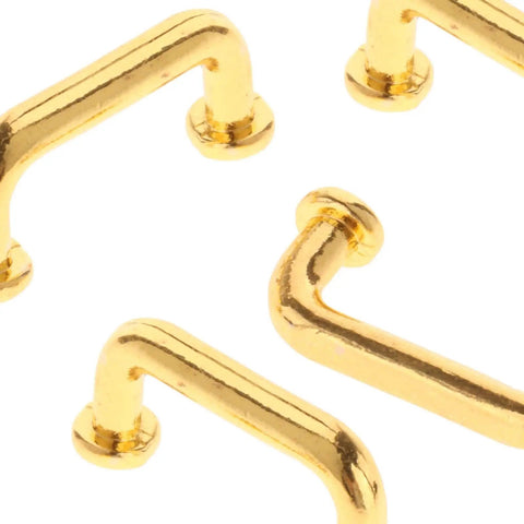 Gold Metal Mini Cabinet Knob Pulls Set, 1 To 12 Scale Dollhouse Furniture Hardware, Decorative Drawer Handles, close-up view