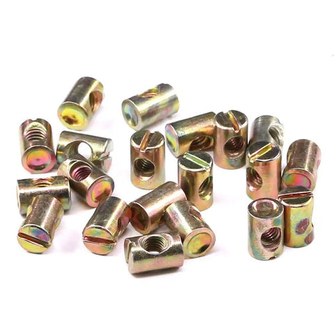 Beefy 20 Piece M6 Pozidriv Slotted Barrel Nuts Cross Dowels For Furniture Beds Cribs And Chairs Zinc Plated 15mm Long
