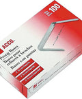 Box of 2 Inch Capacity Prong Fastener Bases With 2-3/4 Inch Center Spacing, 100 Bases Per Box, Bright Tin Coat Finish