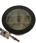 No Fuss 1.5 Gallon Vacuum Chamber Pressure Pot With Tempered Glass Lid and Rugged Steel Body top view showing valve and lid.