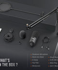Plug And Play USB Condenser Microphone Kit With Adjustable Boom Arm Stand And Shock Mount components unboxed on display