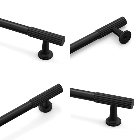 Matte Black Cabinet Pulls 5 Inch Center To Center Zinc Alloy Kitchen Handles 10 Pack showing detailed texture and design.