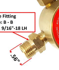 Propane Regulator For Welding Gas Gauges CGA-510 Rear Connector LDP Series Fits Tanks And Hoses, Type B-B Hose Fitting