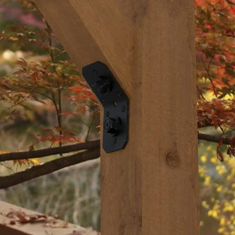 Ironwood 4 Inch Flush Inside 45 Degree Angle Bracket Set In Heavy Duty Black Powder Coated Pre Galvanized Steel With Decorative Wood Tie Hardware And Matching Timber Screws 4 Pack