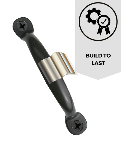 Oil Rubbed Black Utility Tray Pull with durability label, featuring 10 Pack With Screws Durable Die Cast Hardware for Cutting Boards and Craft Projects.