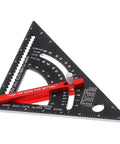 Pro Grade Adjustable Aluminum Triangle Ruler With Imperial Scale 7-Inch Woodworking And Carpentry Square with red adjustment arm