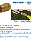 Brass Hose Swivel Connector With Live Rotation To Prevent Kinks Pro Grade Performance For Flexible Hoses Smooth Free Spinning Design Reduces Strain On Connections Durable Corrosion Resistant Brass Made In USA, brass hose swivel on yellow hose