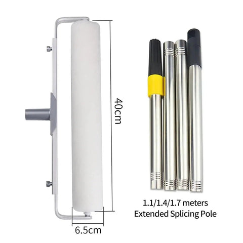 16 Inch Paint Roller With Chunky 9Mm Nap And Beefy Long Handle For Massive Wall Makeovers showing roller and extendable poles.