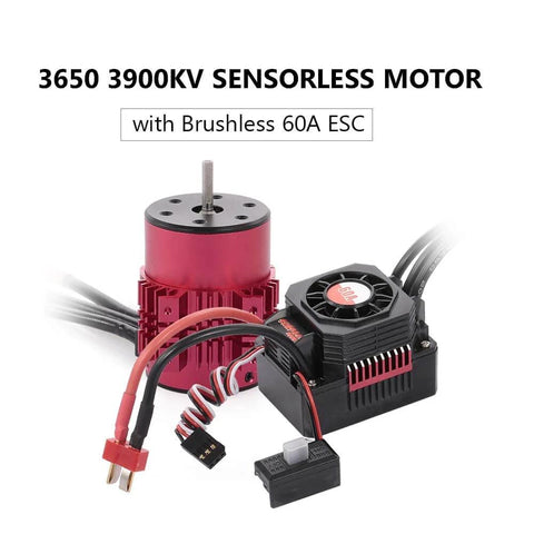 Surpass Hobby 3650 Brushless Motor And ESC Combo 3900KV Motor With 60A ESC For 1/10 Scale RC Cars And Trucks