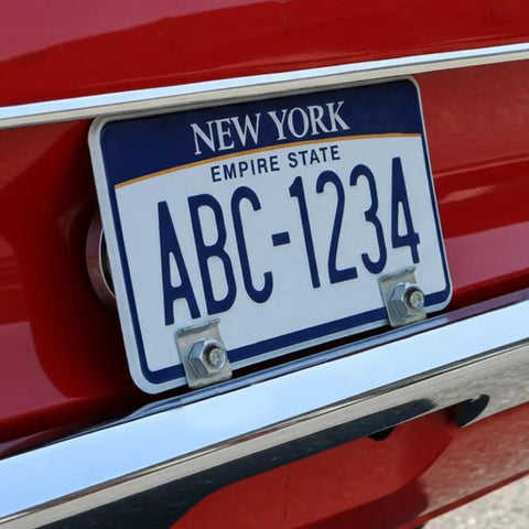 Four Piece Badass U Nut Fastener Clips For Car License Plates And Bumpers Built Tough For Any Ride Quick Install Rust Resistant Steel Hardware Lock It Down Tight securing a New York license plate.