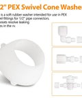 1/2" PEX Swivel Cone Washer; a soft rubber washer for half inch PEX pipe connectors; resolves RV leaking issues.