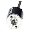 Close-up of a 25mm Rotary Incremental Encoder E6A2 with 4mm solid shaft, designed for CNC machines and robotics applications.