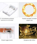 1 Pack Battery Powered Copper Wire Starry Fairy Lights With 50 LEDs And 16ft Of Warm White Glow, details of battery box and lights