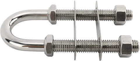 Two Pack Three Eighth Inch Stainless Steel Bow Eye U Bolt For Boat Tie Down Stern Attachment With Adjustable Nuts Heavy Duty