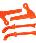 Four Pack Table Saw Push Blocks Orange Safety Plastic Woodworking Push Sticks With Ergonomic No Slip Grips Easy Glide On Table Saw And Jointer Durable Jobsite Ready Hand Protection For Smooth Safe Precise Cuts, showing four orange push blocks