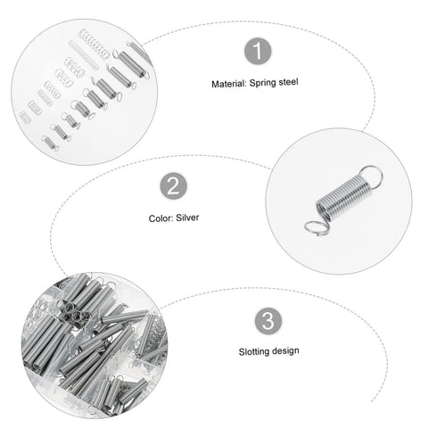 200 Pcs Compression And Extension Spring Assortment Kit For Automotive Repairs Appliance Fixing Electronics Tool Sturdy Spiral Springs Versatile Small Tension Set, silver spring steel