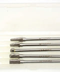 5pc Extra Long Shank Carbide Rotary Burr Set Double Cut One Quarter Inch Shank Die Grinder Bits in plastic case