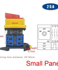 Two-Stage Rotary Cam Switch For DIN Rail Mount, 25A 48x48mm Padlockable Isolator with diagram and dimensions