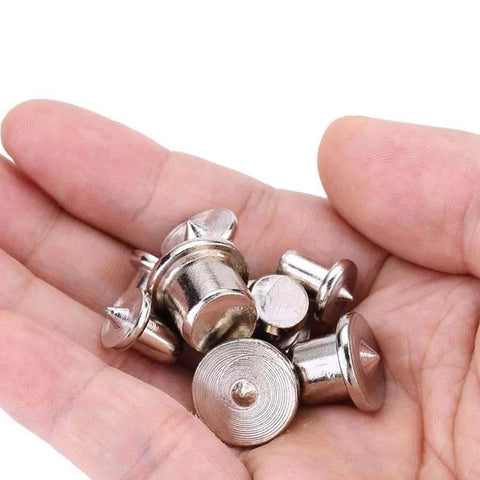 Wood Dowel Center Pin Alignment Tool Set Of 4 For Precise Woodworking 16 Pcs In 6Mm 8Mm 10Mm And 12Mm Sizes With Chrome Finish Steel shown in hand