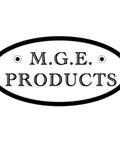 MGE Products logo with black oval border and text, related to Heavy Duty Beefy Five Eighth Cat 0 Lift Arm Pins Set Of 4 With Lynch Pins.