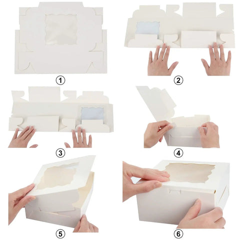 Thirty Piece Set Of Top Shelf White Bakery Boxes With Crisp Clear Windows Plus Generous Kraft Stickers For Secure Cookie And Pastry Shipping That Is Hella Sturdy And Damned Eco Friendly Measuring 6 X 6 X 3 Inches