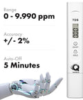 Self Calibrating TDS Water Tester With AI Precision For Quick, Super Accurate Readings Of Drinking Water And Hydroponics, Easy Digital TDS And PPM Checks, Reliable Water Quality Meter For Everyday Use, white handheld meter