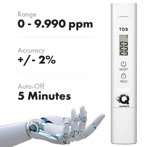 Self Calibrating TDS Water Tester With AI Precision For Quick, Super Accurate Readings Of Drinking Water And Hydroponics, Easy Digital TDS And PPM Checks, Reliable Water Quality Meter For Everyday Use, white handheld meter