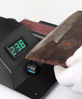Kick Your Shop Jobs Into High Gear With This Compact Mini Belt Sander Benchtop Polisher showing digital panel and rust scraping.