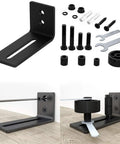 Sliding Barn Door Floor Guide And Wall Mounted Hardware with Flush Bottom Adjustable Stay Rollers, set of 2 installed on floor