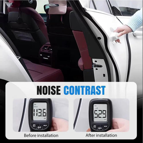 Tough As Nails Silicone Car Door Lock Cover For Nissan Pathfinder 2022 To 2026 shown in car door noise test before and after installation.
