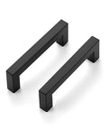 Set Of 30 Matte Black Square Cabinet Handles 3 3/4 Inch Center To Center Drawer Pulls For Kitchen Cabinets And Furniture