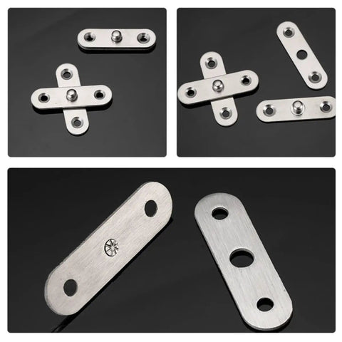 Stainless Steel Pivot Cabinet Hinges 12 Pack With Hidden Design for ultra-smooth, quiet doors close-up on black surface.