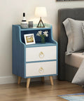Two-drawer nightstand with Matte Gold Round Ring Cabinet Drawer Pulls Set Of 12 Zinc Alloy Single Hole Knobs in bedroom setting.