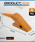 4 Piece Backhoe Bucket Teeth Adapter Set For U43792 Series Excavators And Skid Steers, alloy steel, 7.5x2.5x1.5 inches
