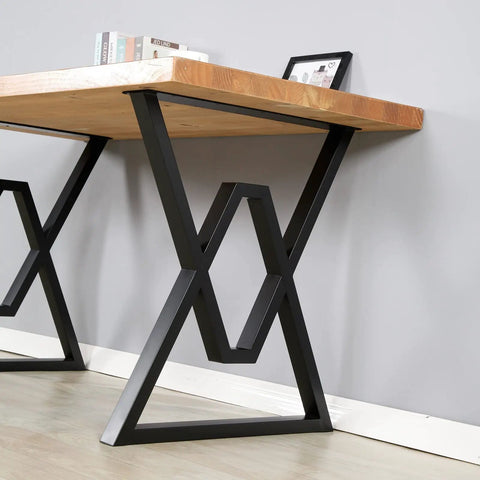 Beefy Industrial Modern Metal Table Legs 28 Inch High 24 Inch Wide DIY Dining Coffee Desk Workbench Base Black Set Of 2