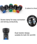 LED Indicator Light ACDC 24V 20mA Flush Panel Mount Multi Color Red Green Blue Yellow White 10 Pcs Fits 22mm Hole