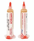 No Clean Tacky Flux For Hand Soldering Tin Lead ROL0, 10g Syringe Kit, Rosin-Based With Clear Residue, front and back view