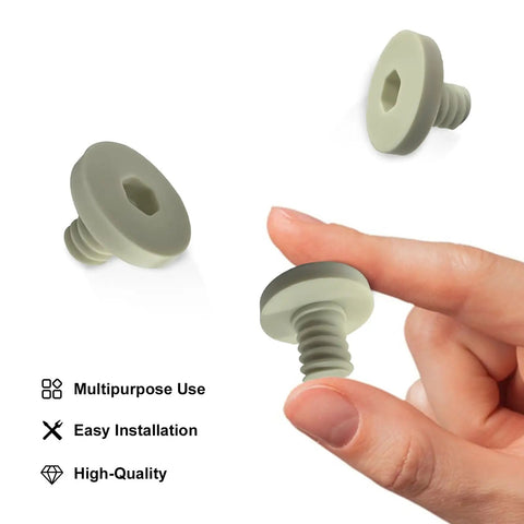 Premium 20 Pack Replacement Bolts Compatible With Suncast Storage Sheds featuring a hand holding a white ABS fastener for easy installation.