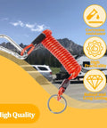 Tough As Nails All Weather 2Pc Trailer Breakaway Safety Cable Kit 4Foot coiled orange lanyard with carabiner for towing.