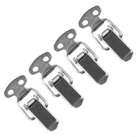 Pack of 4 Heavy Duty Stainless Steel Spring Loaded Toggle Latch Catch Clips for secure storage and cabinet use.