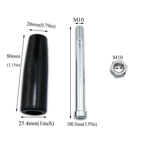 Dimensions of Beefed Up Heavy Duty Revolving Handle Set 2 Pack For Trailer Jacks And Lathe Cranks With M10 Threads Easy Grip