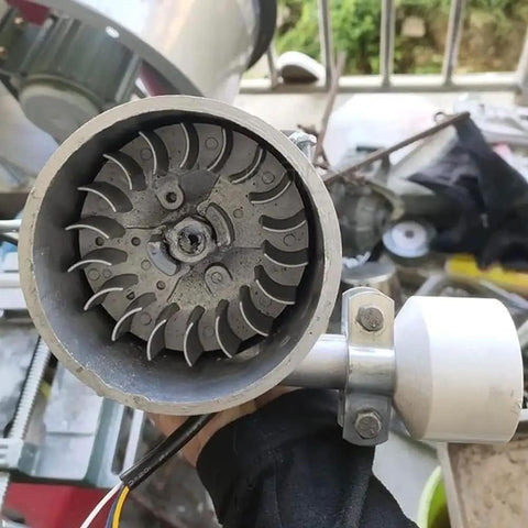 Close-up of 1000W 220V Water Turbine Generator for Remote Areas with visible 50mm pipe intake.
