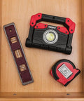Omni 2K Rechargeable Work Light With 2000 Lumens Six Light Modes Rotating Magnetic Handles Built In Power Bank in toolbox