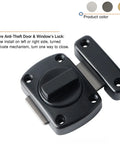 Tough As Nails Zinc Alloy Reversible Door Latch With Push Pull Bolt Lock, black anti-theft door and window lock, sturdy design.