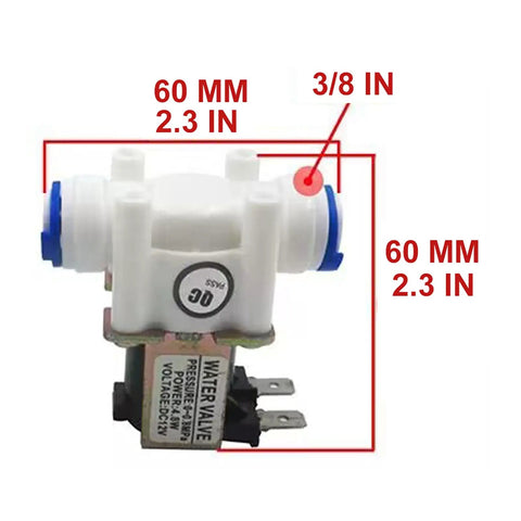 3/8 Inch DC 12V Solenoid Valve Normally Closed Water Inlet Flow Switch With Push Fit Quick Connect diagram, compact design